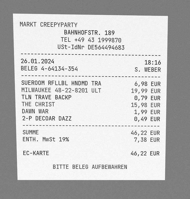 Originaler synthetischer Benchmarkbon eval-000008 – MARKT CREEPYPARTY